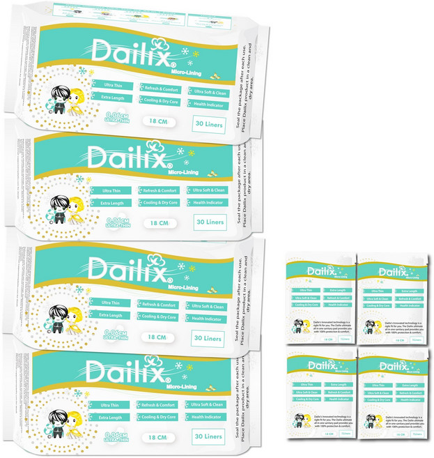 Dailix 涼感抑菌護墊 18CM 30入, 4個, 30片, 寬長型