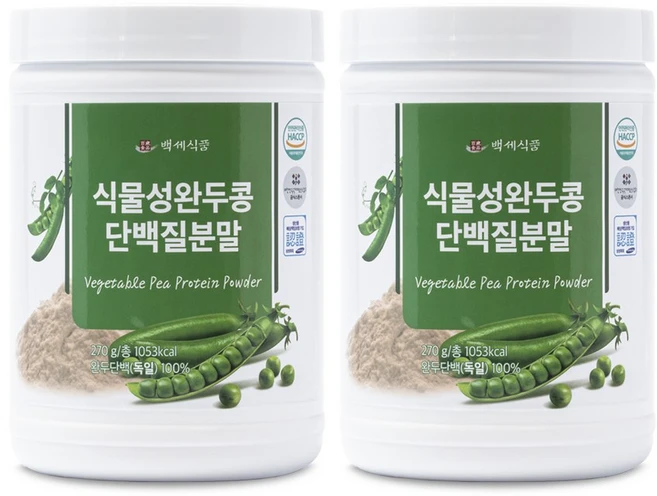 독일산 식물성 완두콩단백질분말 HACCP 인증제품, 270g, 2개 - 쿠팡