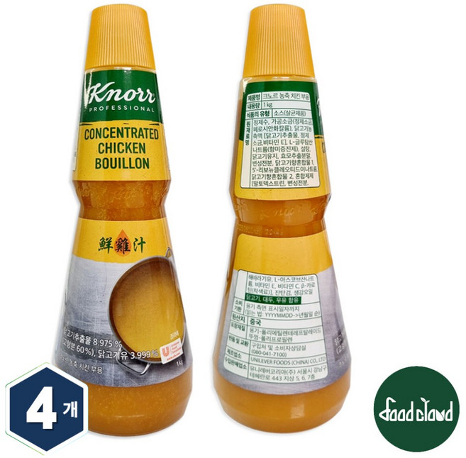 크노르 농축 치킨 부용, 1kg, 4개