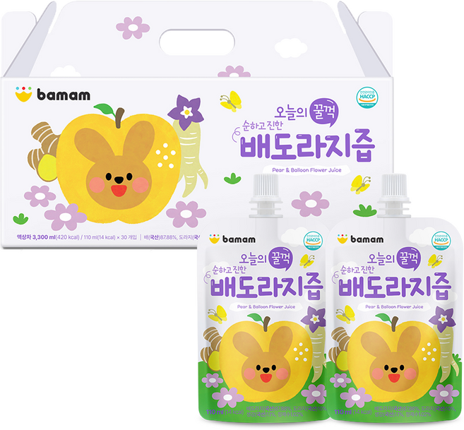 바맘 오늘의 꿀꺽 순하고 진한 배도라지즙 110ml, 30개