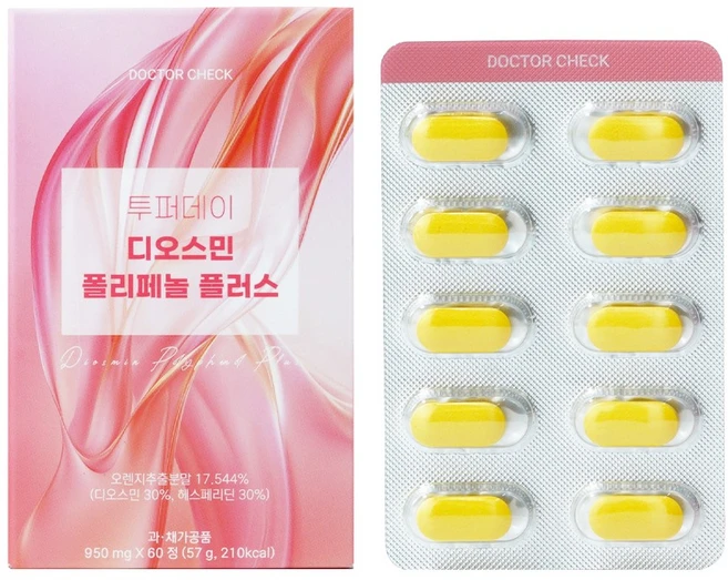 닥터체크 투퍼데이 디오스민 폴리페놀 플러스 60정, 1박스 - 쿠팡