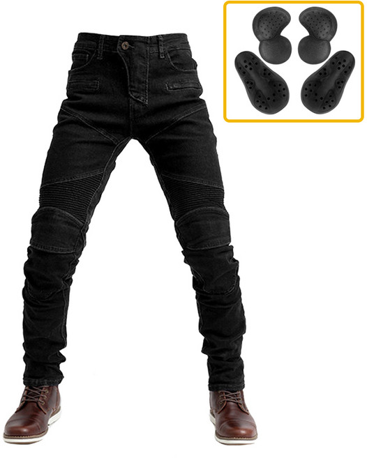 라이트코리아 오토바이 라이딩진 바이크진 청바지 블랙진 슬림핏, 02_바이크진(블랙)-고급보호대