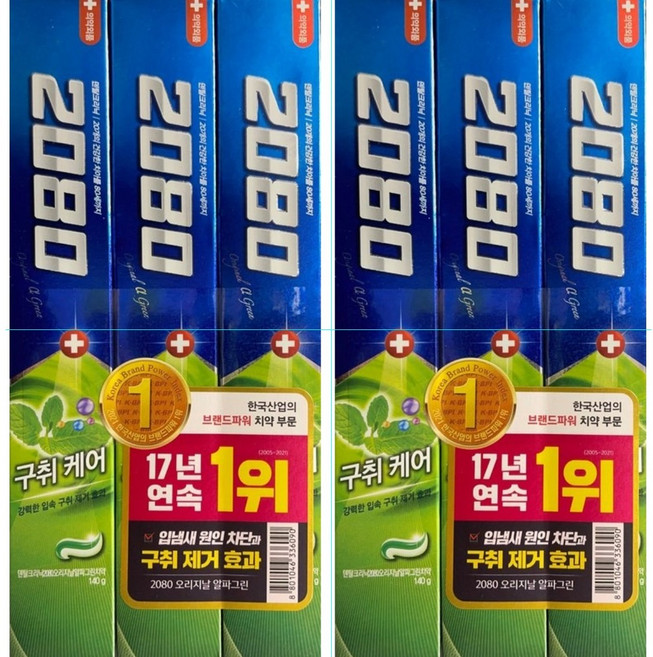 2080 그린 구취케어140gX3입, 140g, 6개