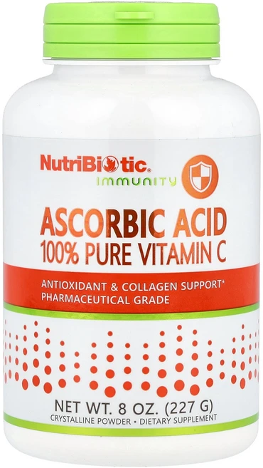 NutriBiotic 면역력 아스코르브산 100% 순수 비타민C 결정질 가루 227g(8oz) NutriBiotic (뉴트리바이오틱), 1개, 227g - 쿠팡