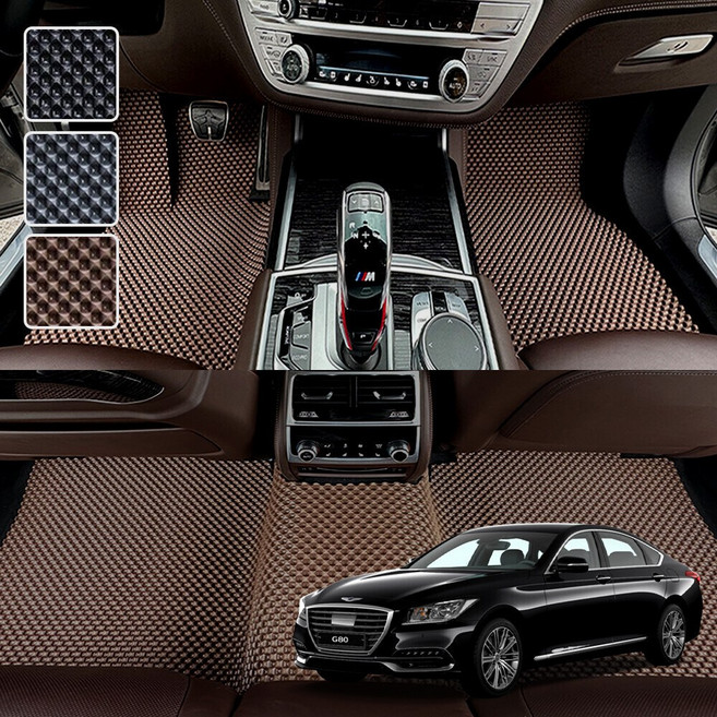 DXSOAUTO 제네시스 G80 (~2020) 호환 3D 엠보싱 차세대 고무매트 1열2열 세트, 블랙, 30_4 제네시스G80 4륜