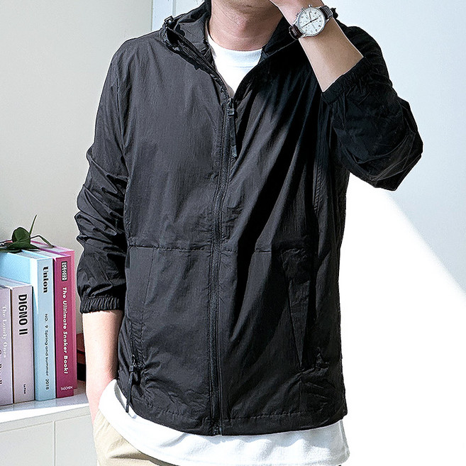 핏콕 남성용 봄 여름 초경량 후드 바람막이 빅사이즈