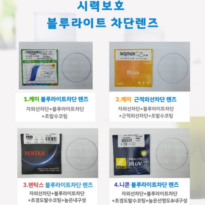 글라스렌 안경테 전용 시력보호안경렌즈 렌즈제작상품