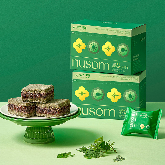 느솜 저당 제주쑥팥가득 설기, 12개, 50g