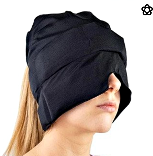 두피 아이스팩 머리 냉찜질 냉찜질 모자 두건 헬멧, 블랙
