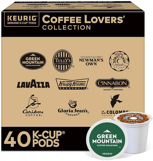 큐리그 커피 애호가 컬렉션 버라이어티 팩 큐리그 싱글 서브 K컵 포드 60ct, Coffee Lovers', 40 Count (Pack of 1), 11.1g, 1개, 40개입