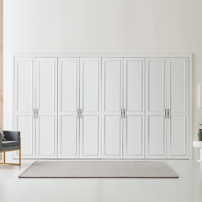 보루네오 까사 붙박이장 여닫이 웨인스코팅 330cm 11자, 화이트 330cm