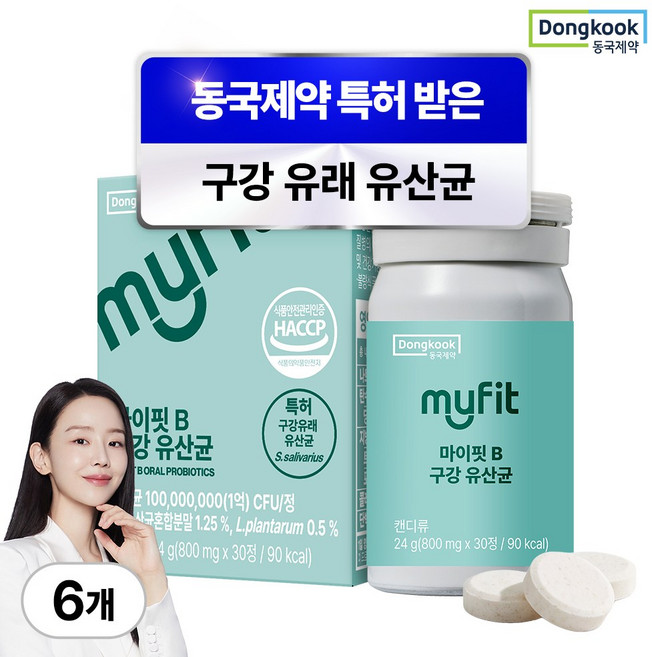 동국제약 마이핏 특허 구강유산균 생유산균 상쾌한 민트향, 6개, 30정