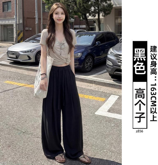 燕麥白 亞麻彎刀褲女夏季薄款寬鬆休閒闊腿褲