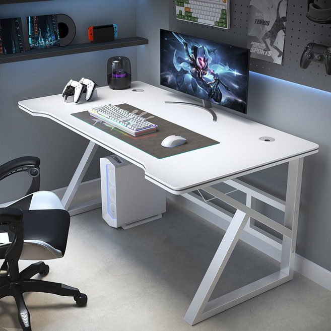 리보아 K자형 컴퓨터 게이밍 책상 테이블 1200, 화이트