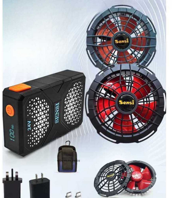 별빛미 허리벨트선풍기 배터리 24V 셔츠 의류 액세서리 초경량 넥풍기 옷속선풍기 USB, 1개, 2. 24V 팬(DC케이블) USB포트