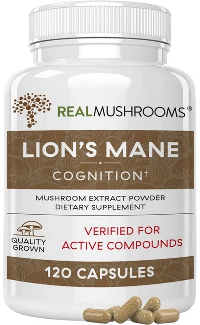 Real Mushrooms Lions Mane Mushroom Powder Extract 리얼머쉬룸 라이온 마네 노루궁뎅이 버섯 추출물 120캡슐, 1개, 120정 - 쿠팡