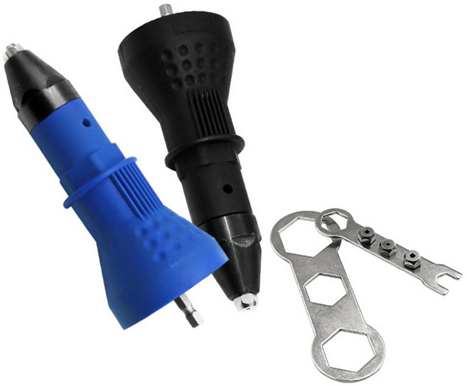 전동 리벳 어댑터 세트 - 전동드릴 전용 리벳건 변환툴 - 4종 노즐 포함 다용도 리벳작업용, 1개