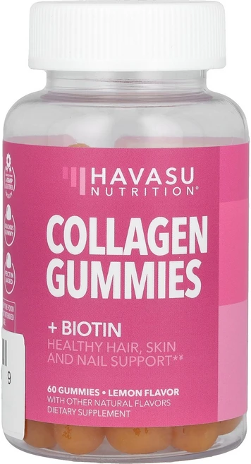 Havasu Nutrition 콜라겐 구미젤리 + 비오틴 레몬 맛 60개 Nutrition (하바스 뉴트리션), 1개, 60정 - 쿠팡