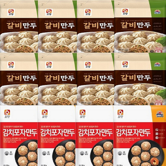 사조 포자만두12봉 갈비만두8봉+김치포자만두4봉, 180g, 12개