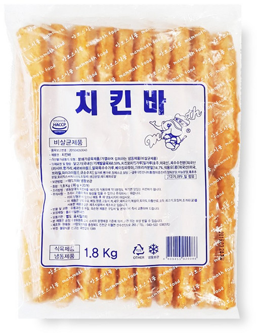 가람 바삭한 네모 치킨바 1.8kg(90gX20개), 90g, 1개