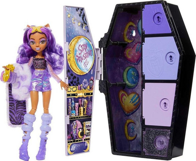 Monster High 인형 패션 트 드라큘로라 Skulltimate Secrets Fearidescent 시리즈 19개 의 서프라이즈가 있는 드레스업 락커 [호환], Clawdeen
