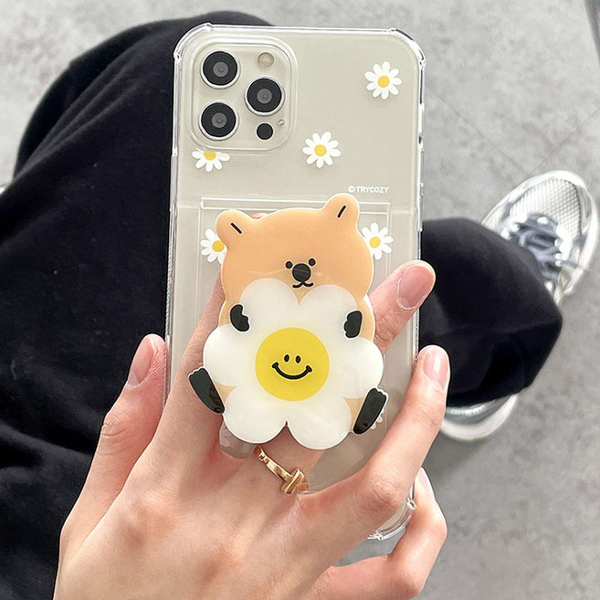 엘마 갤럭시 S24플러스 (S926) 애니멀 데이지 카드수납 핑거 스마트톡+에어쿠션 젤리 케이스