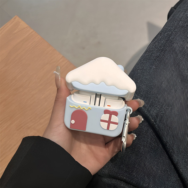 삼성 갤럭시 버즈3 갤럭시 버즈3 프로 실리콘 감자튀김 집 케이스 + 카라비너, 흰색집, 갤럭시 버즈 3프로