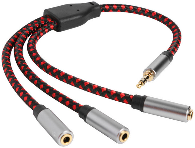 전화 노트북 태블릿 mp3 어댑터 용 3.5mm 남성 ~ 3 여성 오디오 연장 케이블, 레드 블랙, 30cm, TPE 순수한 면 피복 길쌈