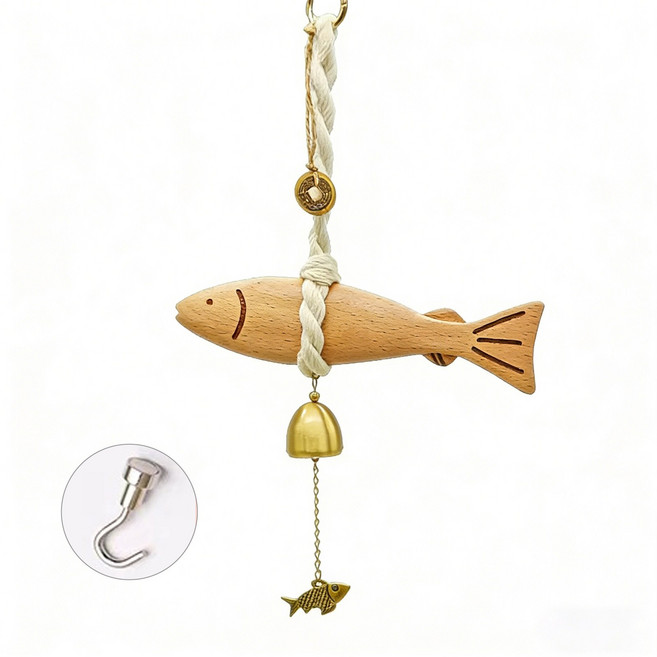 액막이 명태 집들이 선물 이사 풍수 소품 도어벨 엽전, 우드