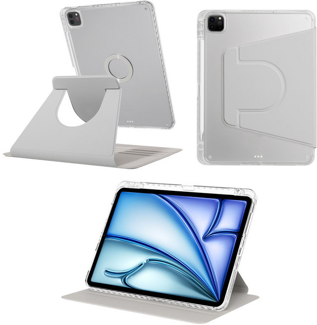 DANYCASE 아크릴 회전 자성 흡착 분리 가능가능 태블릿 커버 아이패드 케이스, 회색, 1개