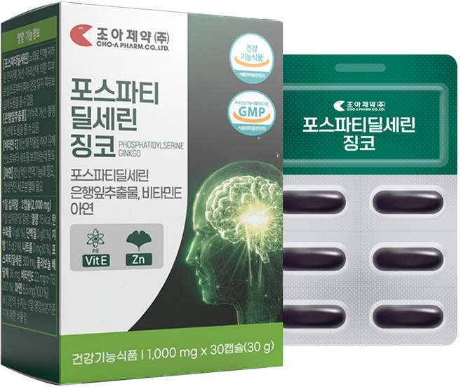 포스파티딜세린 징코 정 은행잎 추출물 비타민E 기억력 인지력 개선 두되건강, 30정, 1개