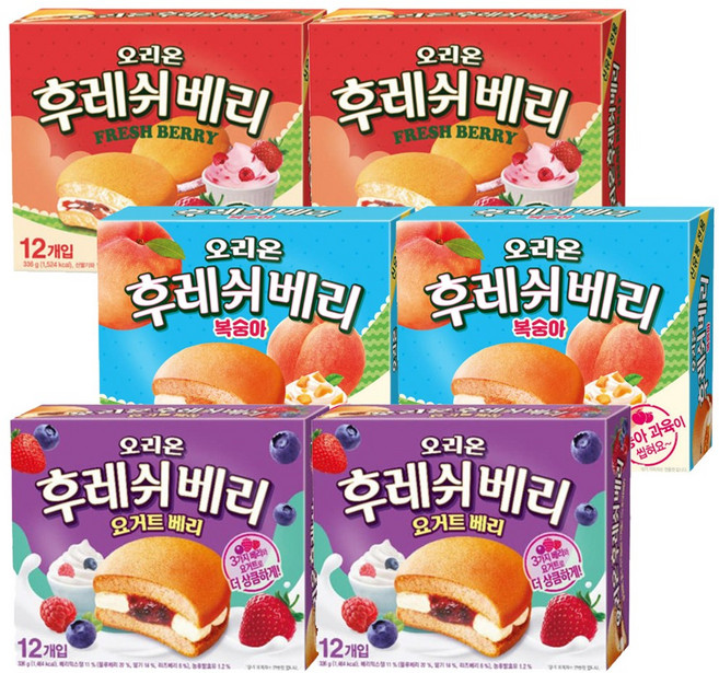 오리온 대용량 후레쉬베리 336g 3종 복숭아 + 딸기 + 요거트베리, 2세트