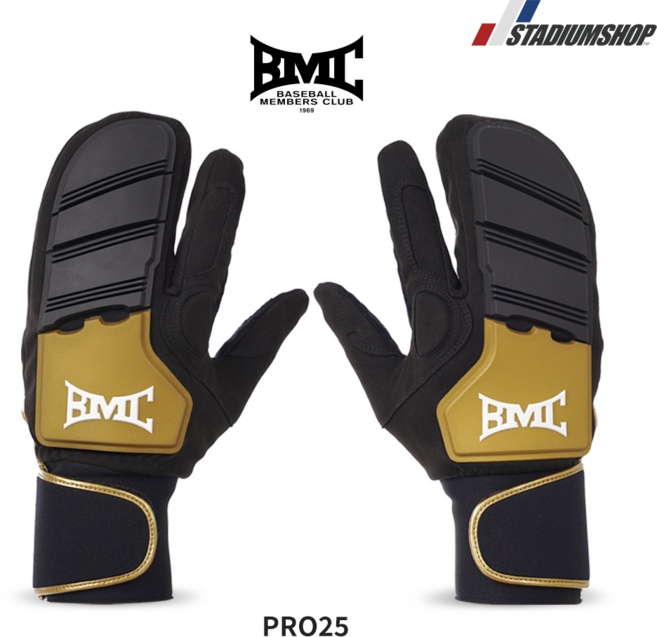 BMC 야구 주루장갑 슬라이딩 장갑 양손 착용 PRO25, 블랙/골드, 1개