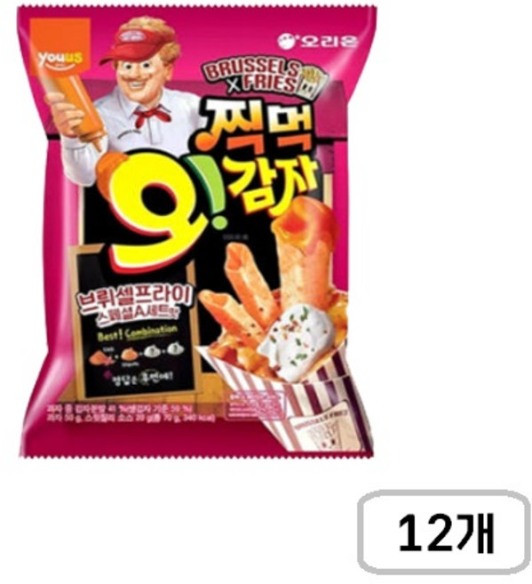 오감자 찍먹브뤼셀프라이A세트대용량 편의점 과자, 12개, 70g