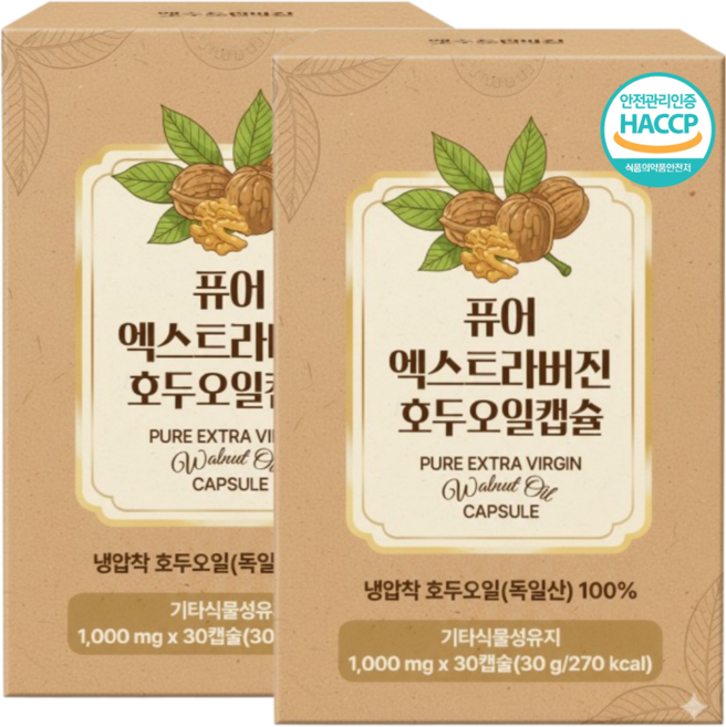 식물성캡슐 엑스트라 버진 호두 오일 월넛오일, 12개, 30정