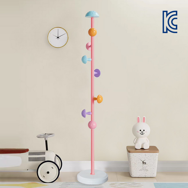 KC인증 스위트패밀리 귀여운 버섯 스탠드 옷걸이 행거, 핑크