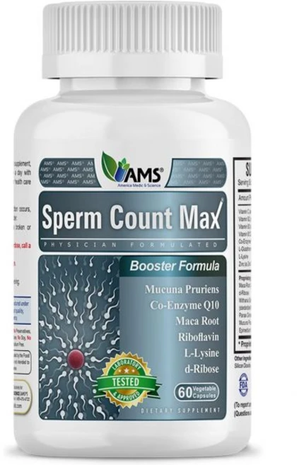 America Medic & Science Sperm Count Max 60 Capsules | Male Fertility Supplement | Enhances Sperm C, 60 Count (Pack of 1), 1개 - 쿠팡