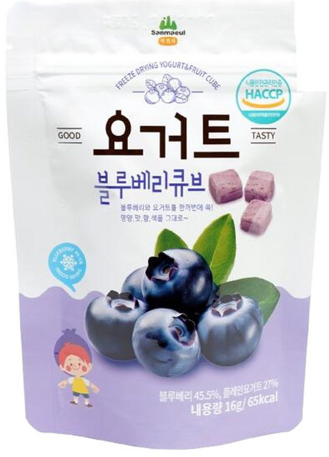 산마을 동결건조 과일칩 건조칩 요거트 블루베리 큐브 16g 5개