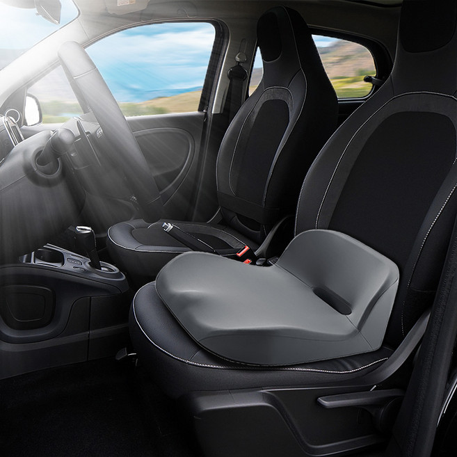 Novaseed 고밀도 메모리폼 자동차 방석 부드럽고 편안함 미끄럼 방지 키높이 방석 인체공학적 디자인의 사계절 의자 방석, 1개, Gray