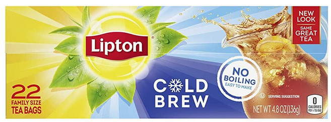 Lipton 아이스 티백 콜드 브루 홍차 가족 사이즈 티백 22개, 1.5g, 1