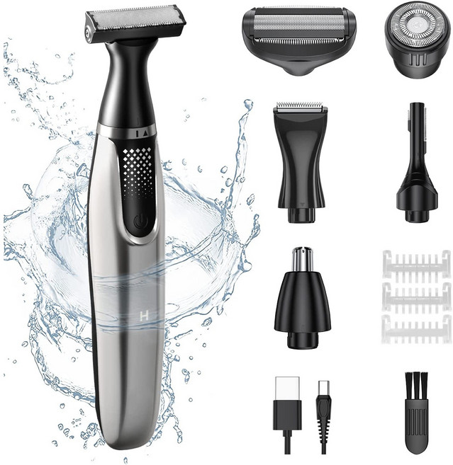 프리라이프 - 6in1 다기능 바디트리머 제모기 남자 전기 면도기 눈썹제모, BLACK