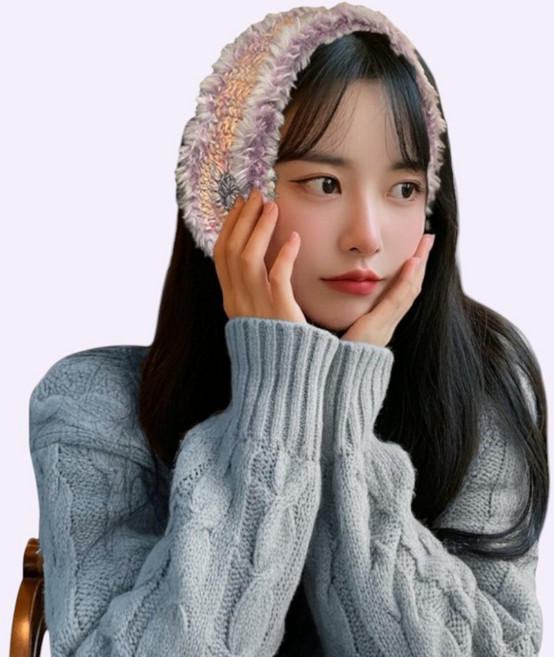 리빙준 겨울 방한 니트 털 귀마개 여성 뜨개 귀도리