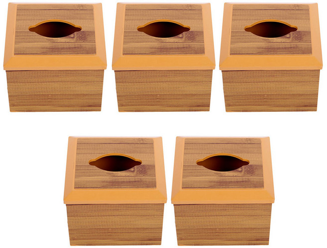 지오리빙 대나무 냅킨함 5개 플라스틱 휴지 케이스 식당 업소용 사각티슈함, 대나무냅킨함