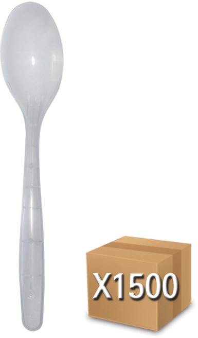 코디마트 일회용 플라스틱 숟가락 국밥스푼 17.5cm 반투명 개별포장 1500개 1박스, 1개, 1500개입