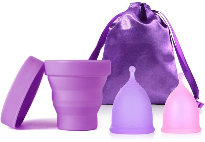 접을 있는 보관 컵이 지날라이아 생리컵 재사용 가능 패드 대안 가벼운 흐름과 흐름을 위한 대형 소형, Large Small, rple Pink, 1개