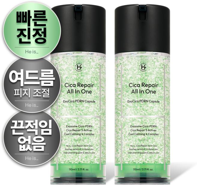 히이즈 시카 리페어 올인원 트러블&홍조 피부진정 열감쿨링, 2개, 110ml