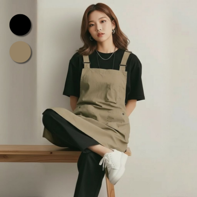 어도어모먼트 감성 모던 방수 앞치마, 1개, 카키 H형