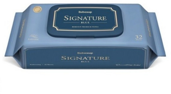베베숲 시그니처 블루 유아물티슈 캡형 75평량, 75g, 32매, 6개