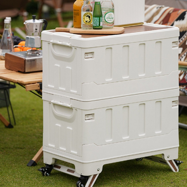 감성 캠피어 캠핑박스 60L 폴딩박스 다용도 수납 접이식 정리함 2 in 받침대, 캠핑박스 상판 + 받침대