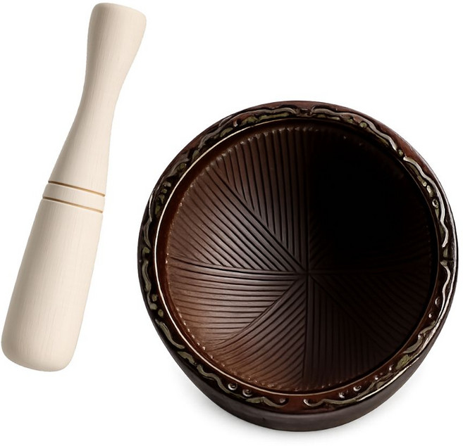 예스 봄 국산 미니 도자기 깨갈이 절구 + 방망이 세트, 1개, 중